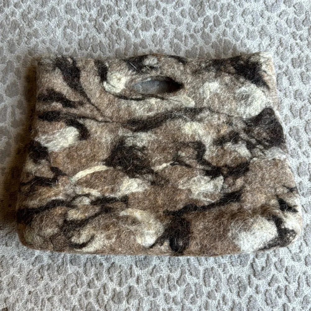 Natural Colored Wool Felt Clutch Purse